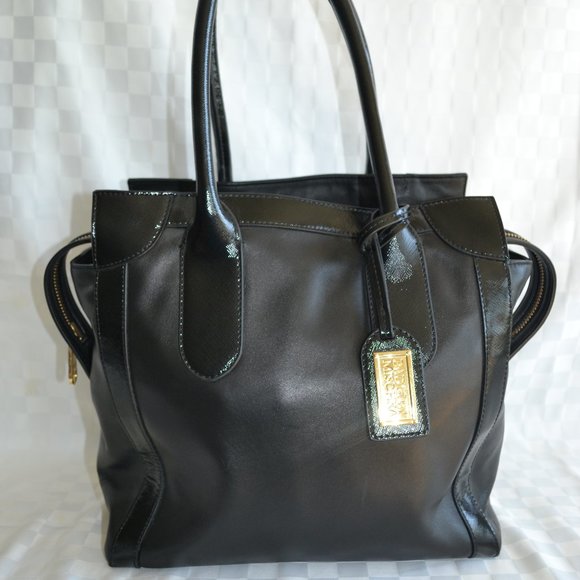 Badgley Mischka Black Leather Shoulder Bag - Picture 1 of 6
